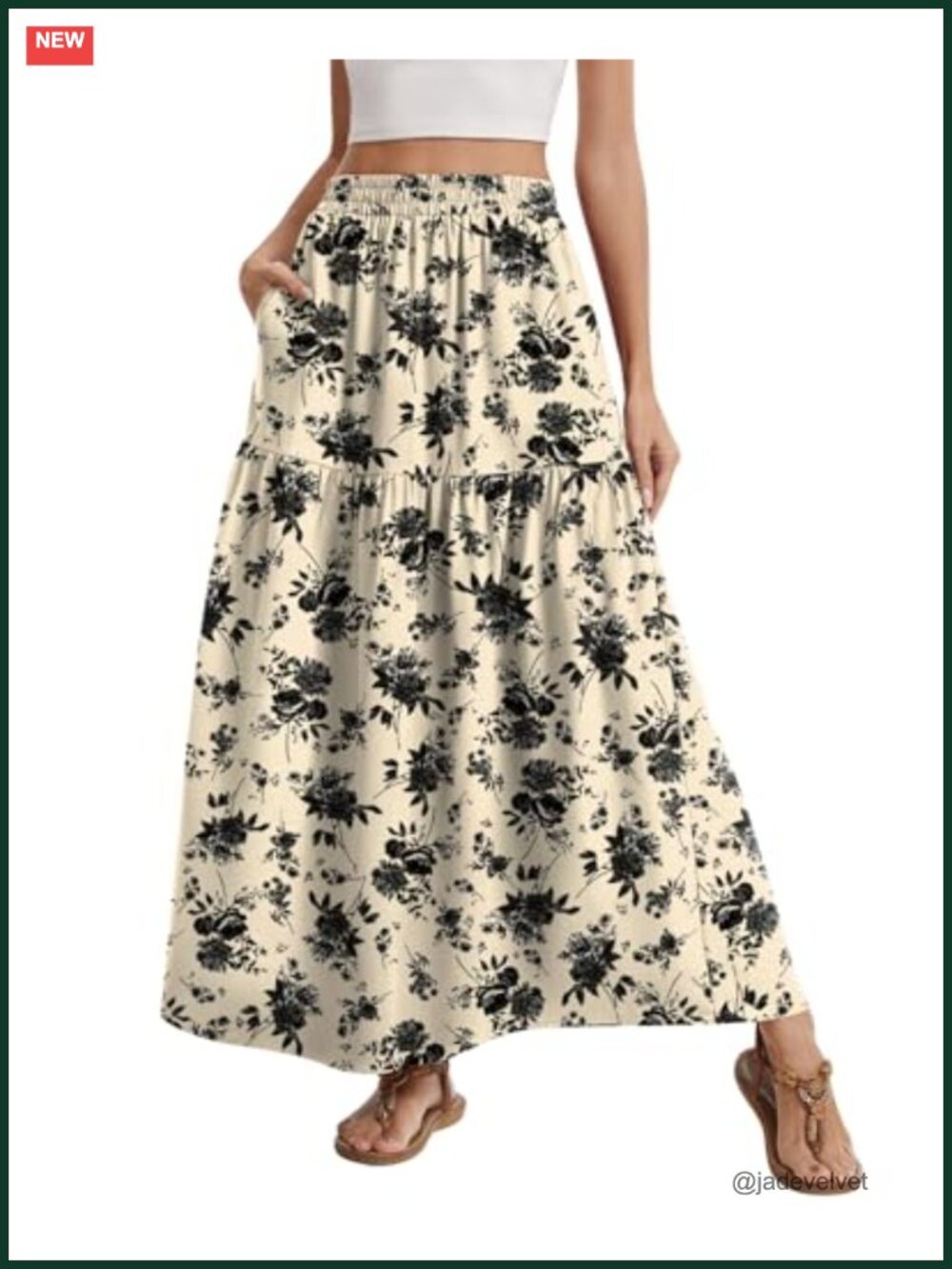 Maxi Tiered Long Skirt High Waist Casual Flowy A Line Elastic Ruffle Skirts